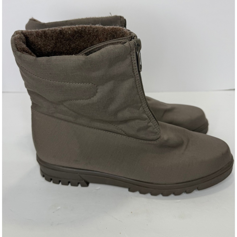 Toe Warmers Canada Waterproof Women's Taupe Winter Snow‎ Boots Sz 8.5 Front Zip